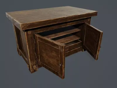 Rustic Wooden Cabinet  PBR Low-poly 3D model