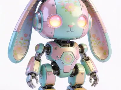 MECHANICAL BUNNY ROBOT 3D MODEL V04 Low-poly 3D model