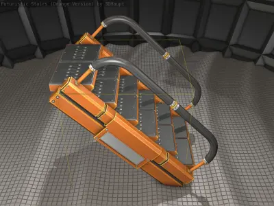 Sci-Fi Stairs - 7- Orange Version  Low-poly 3D model