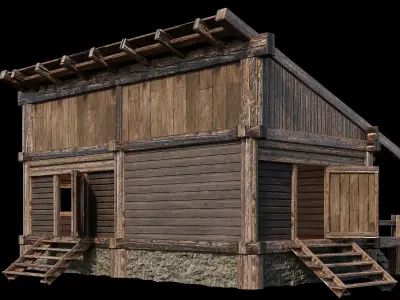 Medieval Houses Pack 13-14-15-16-17-18 - 4K Textures Game Ready Low-poly 3D model