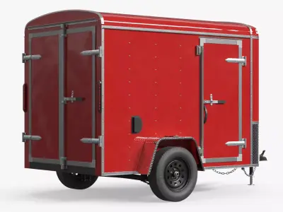 Compact Enclosed Road Trailer Red 3D model purchase