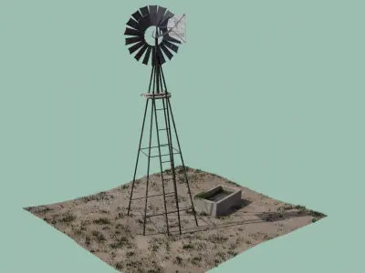 Farm Windmill Low-poly 3D model