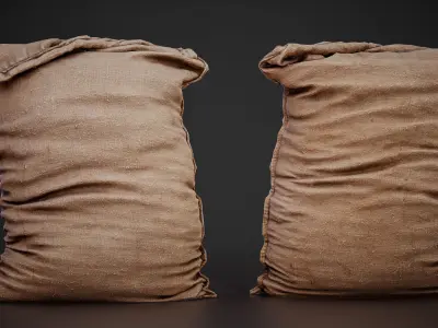 Realistic old burlap bag 04 photo scan Low-poly 3D model