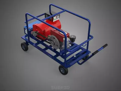 MOBILE DIESEL GENERATOR SET GENSET PUSH PULL HANDLE WAGON CART 3D model