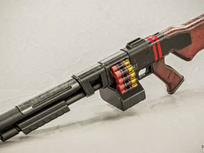Belt Fed Shotgun PBR Low-poly 3D model