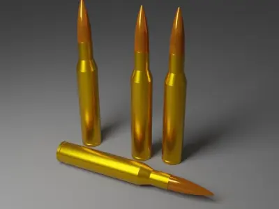 Bullet 3D Model three golden bullets Free 3D model