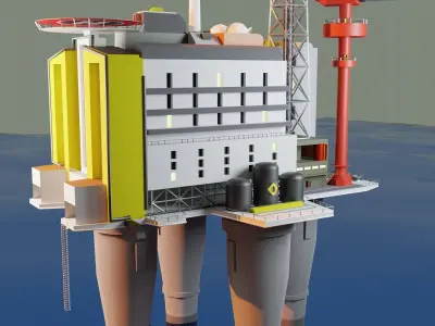 Oil Platform Low-poly 3D model
