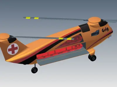 High Quality 3D Model of Medical Rescue Helicopter 3D print model
