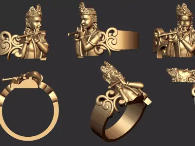 Krishna Ji Ring Ready 3D Print Model 3D print model