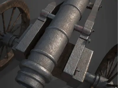 18th century cannon  Low-poly 3D model