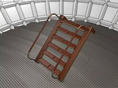 Wood Stairs Construction Element 18 Low-poly 3D model