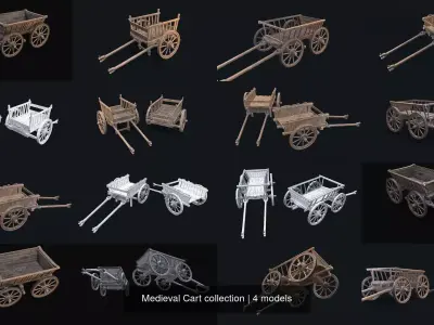 Medieval Cart collection 3D Model Pack