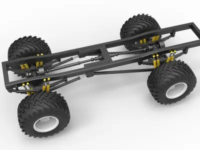 Chassis of vintage monster truck Scale 1 to 25 3D print model