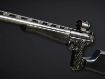 Automag Pistol with Rifle Modification Low-poly 3D model