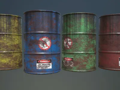 Old Rusty Oil Barrel Game Ready Low-poly 3D model