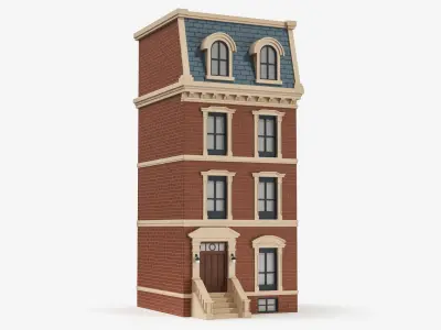  Cartoonish Classic Apartment Building Low Poly 3D Model Bundle 