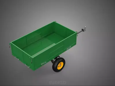 DUMP TRAILER CARGO CART WAGON TRACTOR LAWN MOWER GARDEN HAULING 3D model