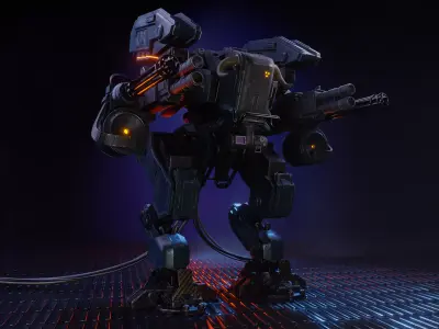 K-Mech 3D model futuristic robot Low-poly 3D model