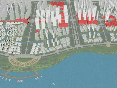Urban highrise building building ancillary building commercial 3D model 2