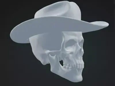 Skull with Hat 3D Model Realistic Decorative Sculpture Free 3D print model