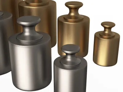 Antique Scale Weights Set Low-poly 3D model