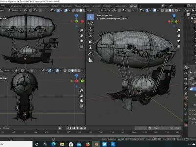 Steampunk Airship Zeppelin 3D model