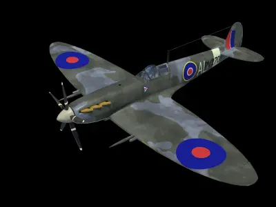 British WWII Spitfire Fighter Spitfire British Piston Fighter  3D model