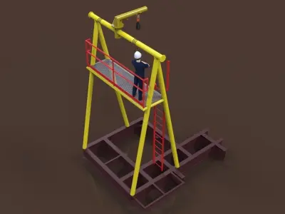 A frame davit crane temporary Free 3D model