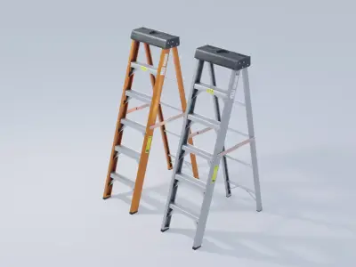 Folding Ladder 4K Textures Low-poly 3D model