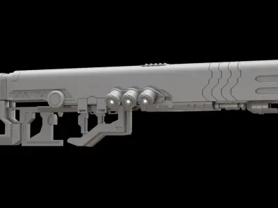 Mecha hard surface assault rifle 3D model purchase