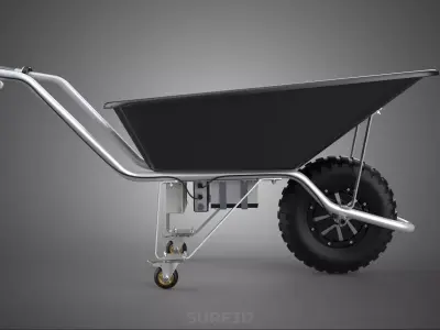 BLACK ELECTRIC CONSTRUCTION WHEELBARROW CART DOLLY BUILDING SITE 3D model