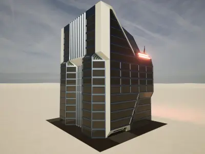 Sci-Fi multi-storey building Free low-poly 3D model