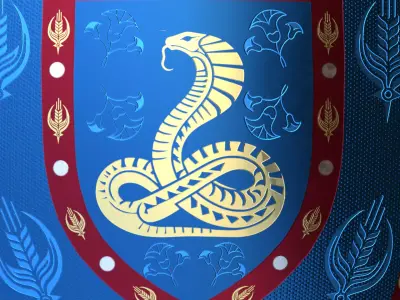 Low Poly Medieval Fantasy Shield with Snake Emblem PBR Low-poly 3D model