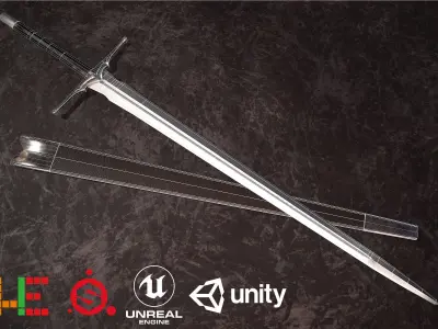 HIE Game Ready Sword D180226 Low-poly 3D model