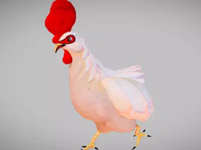 Stylized Rooster Low-poly 3D model