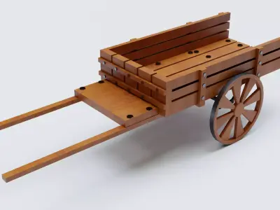 Horse cart wooden cart  3d model  3D model