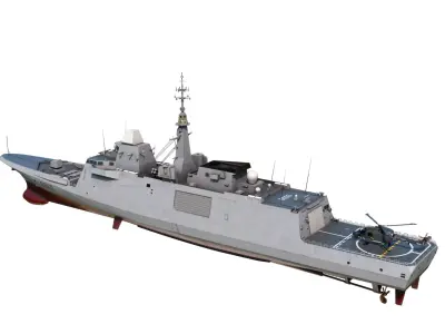 FREMM class Frigate FS Aquitaine-class Frigate Low-poly 3D model