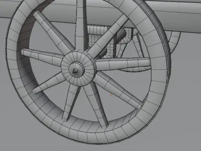 Medieval old wooden cart Low-poly 3D model
