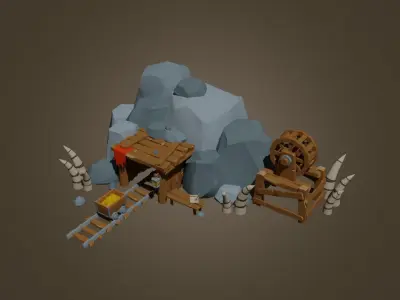 Goblins and Orcs Gold Mine Low-poly 3D model