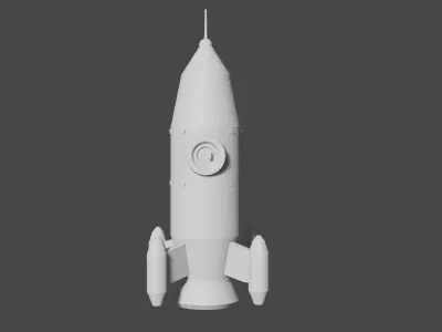 Rocket - Low poly and High poly and Colored Low-poly 3D model