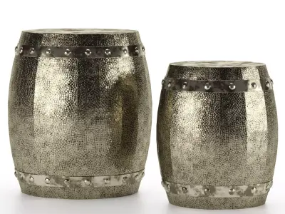 Hammered Drum 2 Piece Stool Set 3D model