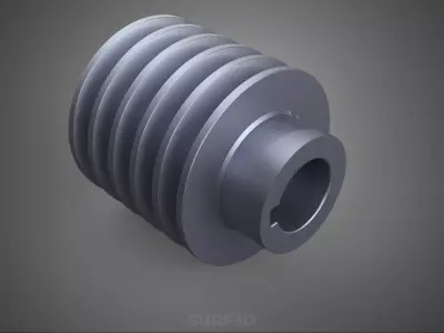 STANDARD 5 FIVE QUINTUPLE GROOVE TRACK PULLEY SHEAVE WHEEL BELT 3D model