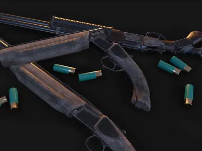 Vertical Shotgun Low-poly 3D model