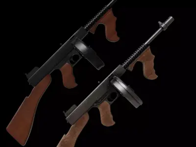 Thompson Submachine Gun Low-poly 3D model purchase