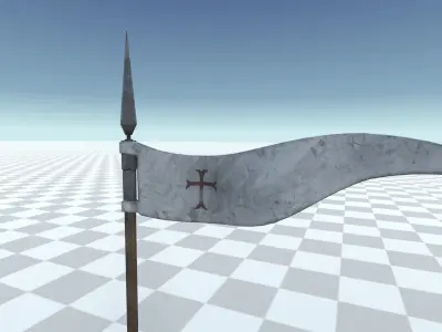 Medieval Pole Flag Set 3D model