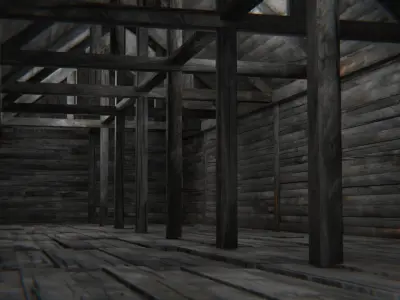 Old Wooden Medieval Building Shed 4 Low-poly 3D model