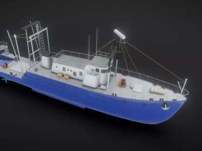 Small fishing boat   Low-poly 3D model