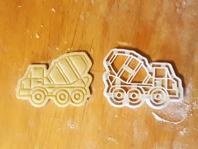Concrete mixer truck cookie cutter 3D print model