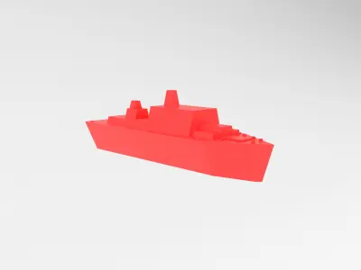 Cartoon Simple Warship v1 003 Low-poly 3D model
