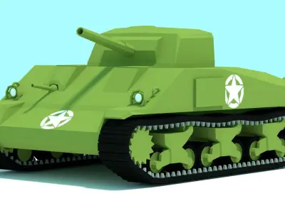 M4 Sherman Tank Low-poly 3D Model for mobile game and VR  Low-poly 3D model
